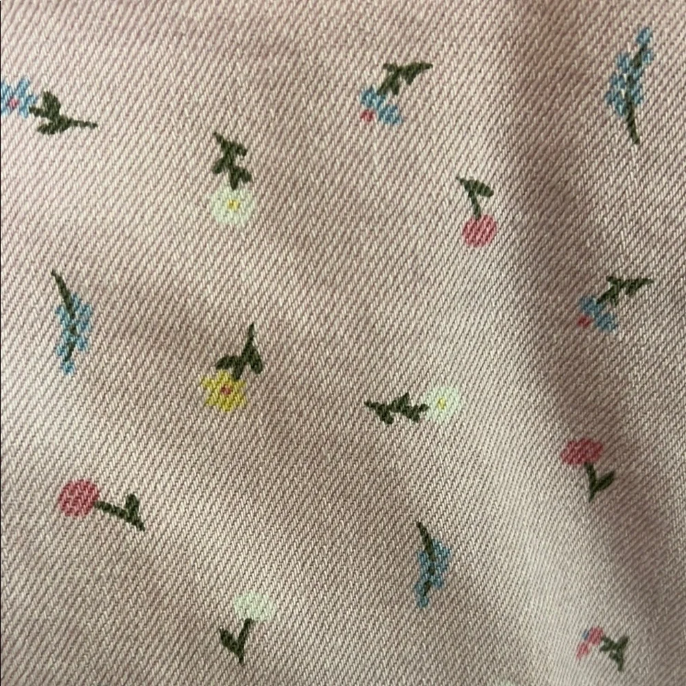 Old Navy Pink High Rise Baggy Wide Leg Pink Floral Pattern Jeans